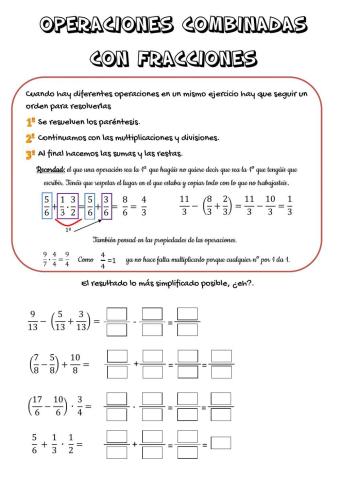 Operaciones combinadas con fracciones