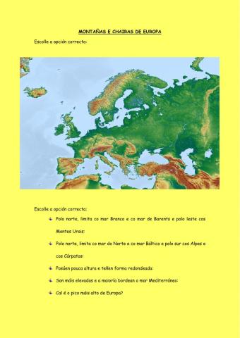 Montañas e chairas de Europa