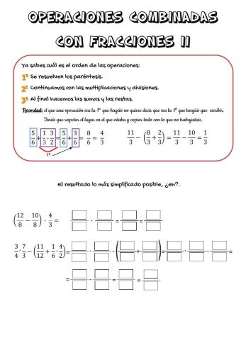 Operaciones combinadas con fracciones II