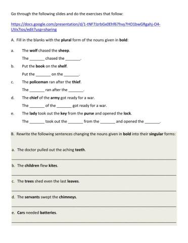 Singular and Plural Nouns