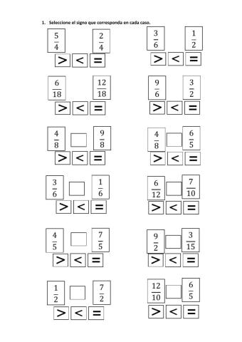 Fracciones: Comparación