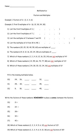 Factors and Multiples