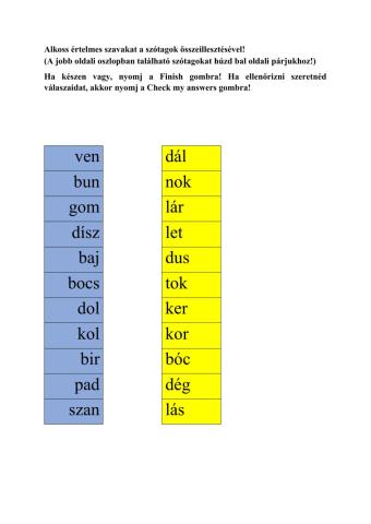 Szószintézis - b-d differenciálás 3+3 szavak