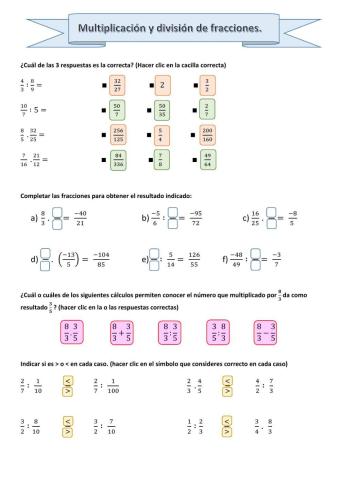 Multiplicacion y división de fracciones