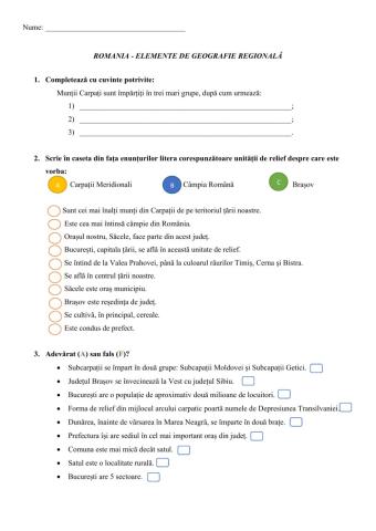 România - elemente de geografie regională