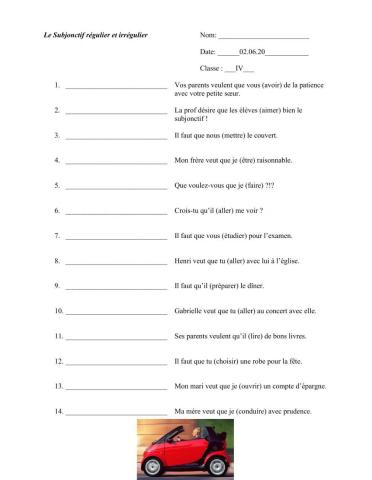 Le subjonctif - régulier et irrégulier
