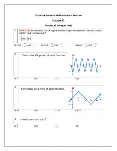 Grade 10 - Chapter 11 - Revision