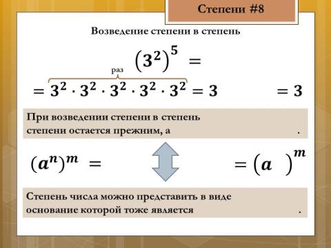 Свойства степеней 3