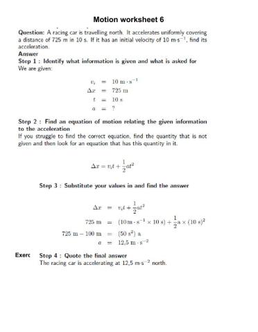 Motion worksheet 6