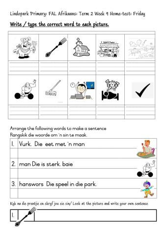 Term 2 Week 9 Afrikaans Home-test: Friday rk klank