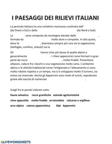 I paesaggi dei rilievi italiani