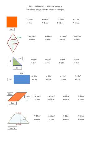 Áreas y perímetros de los paralelogramos