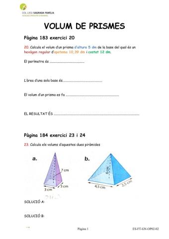 VOLUM de prismes