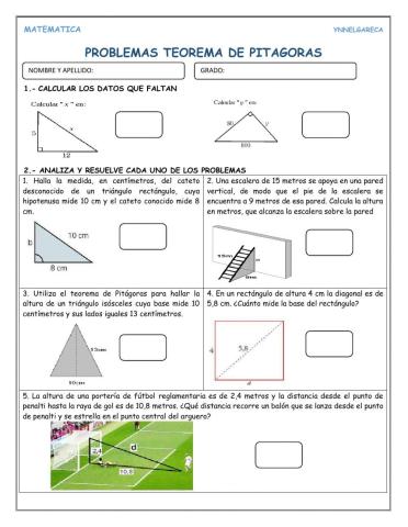 Problemas teorema de pitagoras