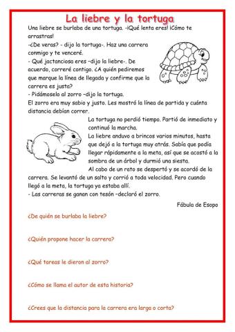 Cuento La liebre y la tortuga