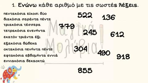 Μαθηματικά Β'-Γ' δημοτικού: τριψήφιοι αριθμοί