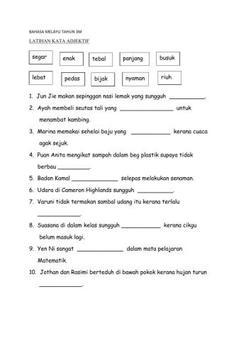 Latihan kata adjektif