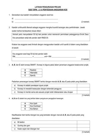 2.1.6 Penyediaan Anggaran Kos