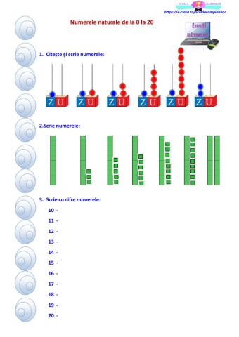 Numerele naturale de la 0 la 20