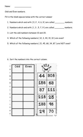 Odd and Even Numbers