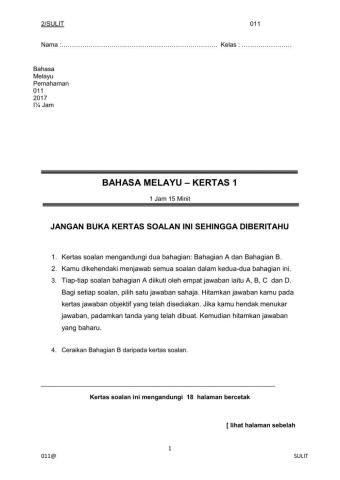 UPSR BM Pemahaman Bahagian A