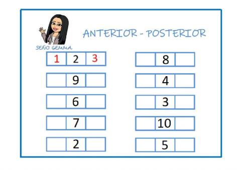 Anterior - posterior (hasta el 10)