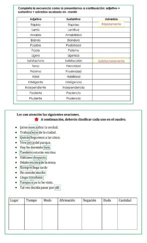 Actividad con Adverbios