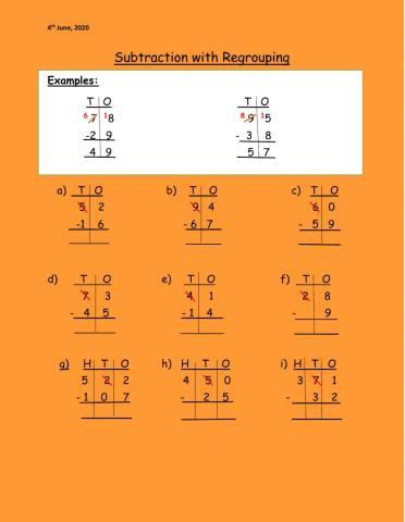 Subtraction with Regrouping