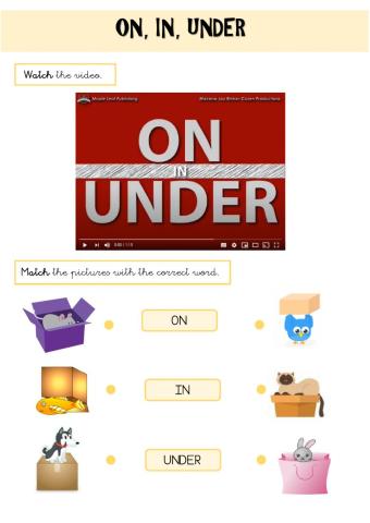 Prepositions: on, in, under