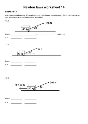 Newton laws worksheet 14