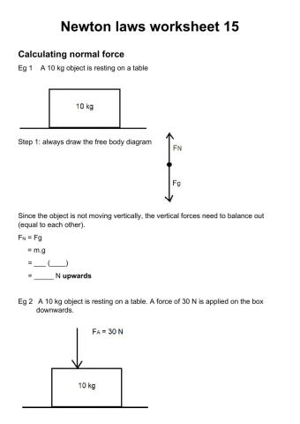 Newton laws worksheet 15