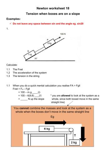 Newton laws worksheet 18