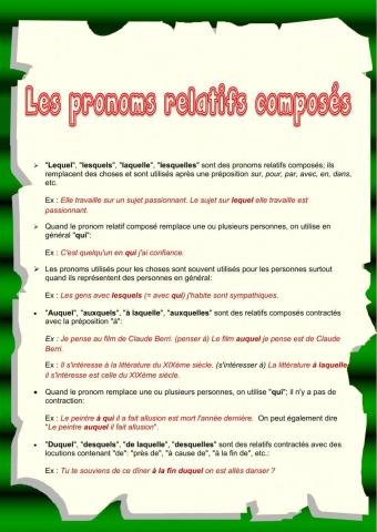 Les pronoms relatifs composés