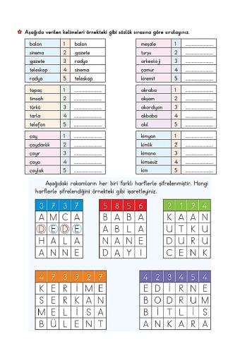 4.sinif Türkçe karişik akti̇vi̇teler