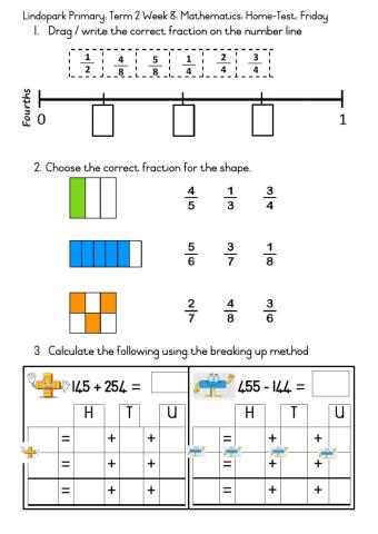 Mathematics Grade 3 Term 2 Week 8: Friday Home-test Fractions