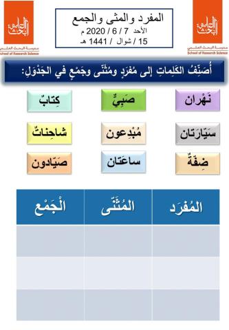 المفرد والمثنى والجمع