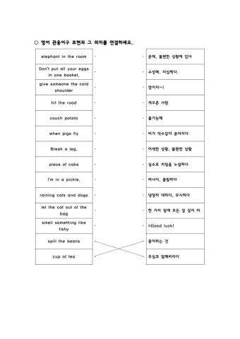 동아(윤) 3학년 3과 English idioms