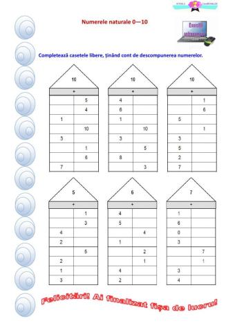 Numerele naturale 0 -10 (descompunere)