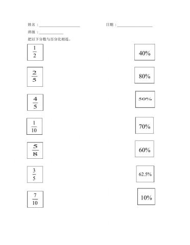 数学（百分比和分数）四年级