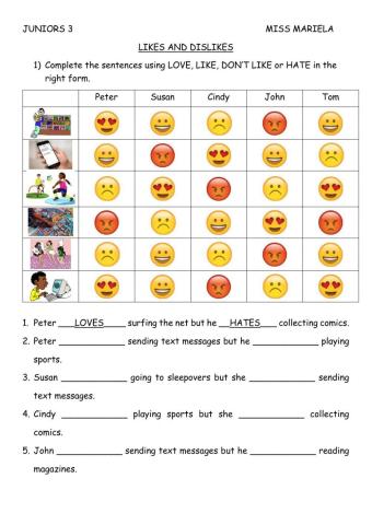 SKILLS WORK- Likes and Dislikes