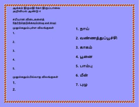 முதுகெம்புள்ள-முதுகெலும்பில்லாத விலங்குகள் ஆக்கம்:திருமதி கோ.திருப்பாவை