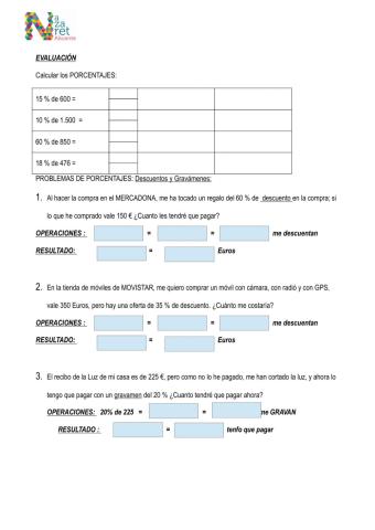 Porcentajes 4- Evaluacion