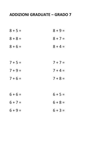 Addizioni Graduate - Grado 7