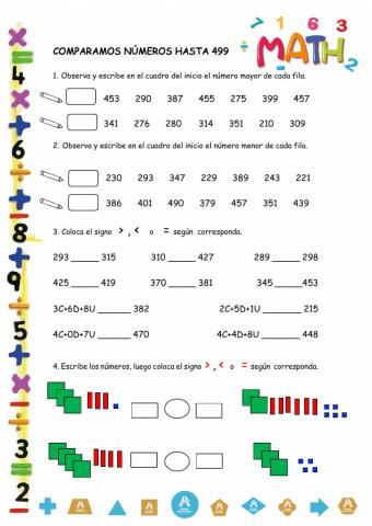 Comparación de números hasta 499