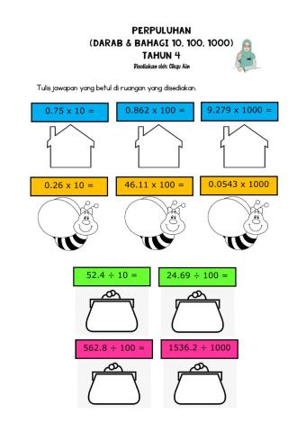Darab dan Bahagi Perpuluhan dengan 10, 100 - 1000
