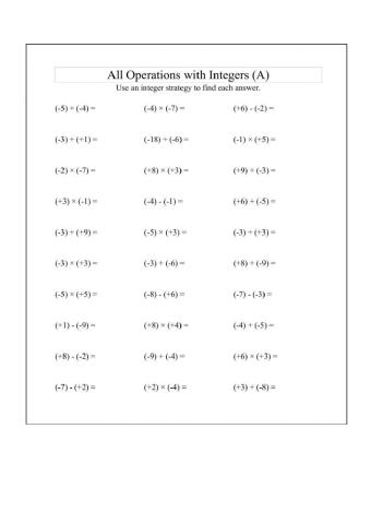 Integers operations