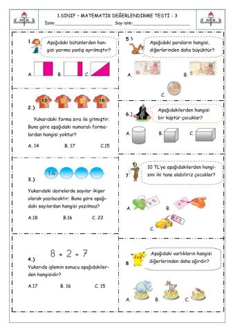 Matematik dönem değerlendirme 3