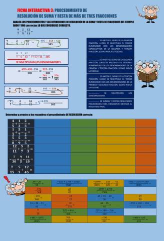 Suma y resta de tres o más fracciones