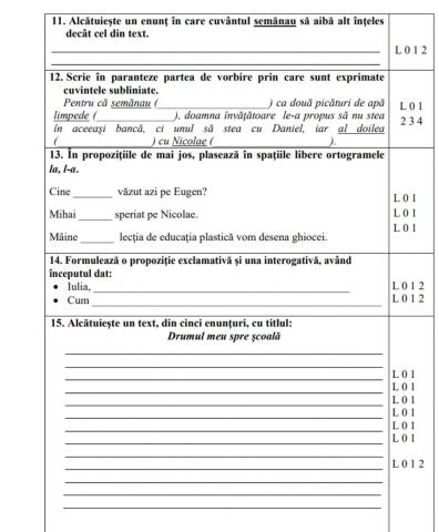 Test evaluare nationala Limba romana