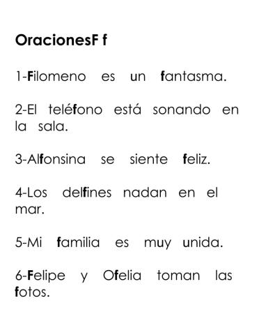 Lectura letra f